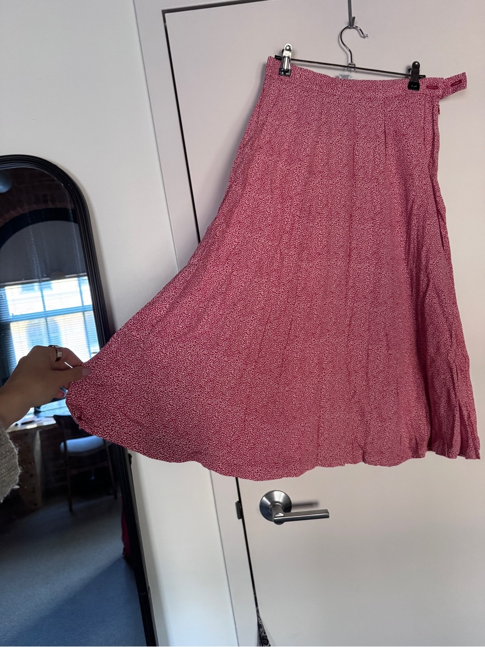 Talbots Red Floral Printed Flowy Midi Skirt